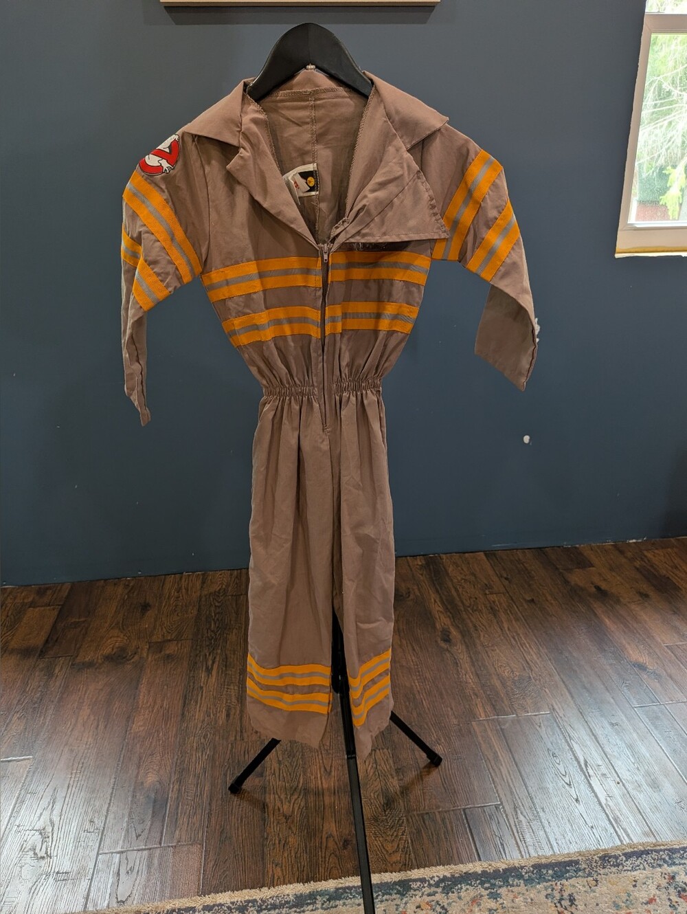 Kids Ghostbuster-Style Tan Costume with Orange Stripes